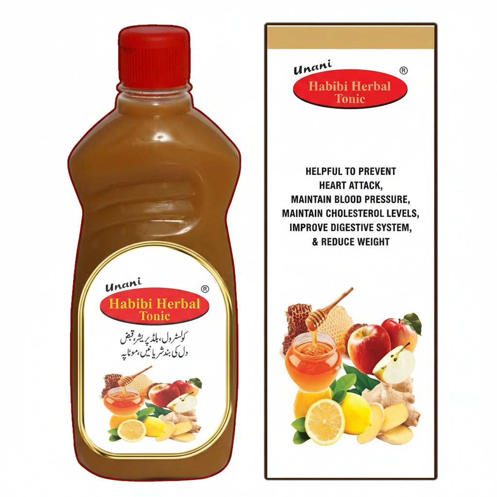 Habibi Herbal Tonic bottle and packaging on a white background